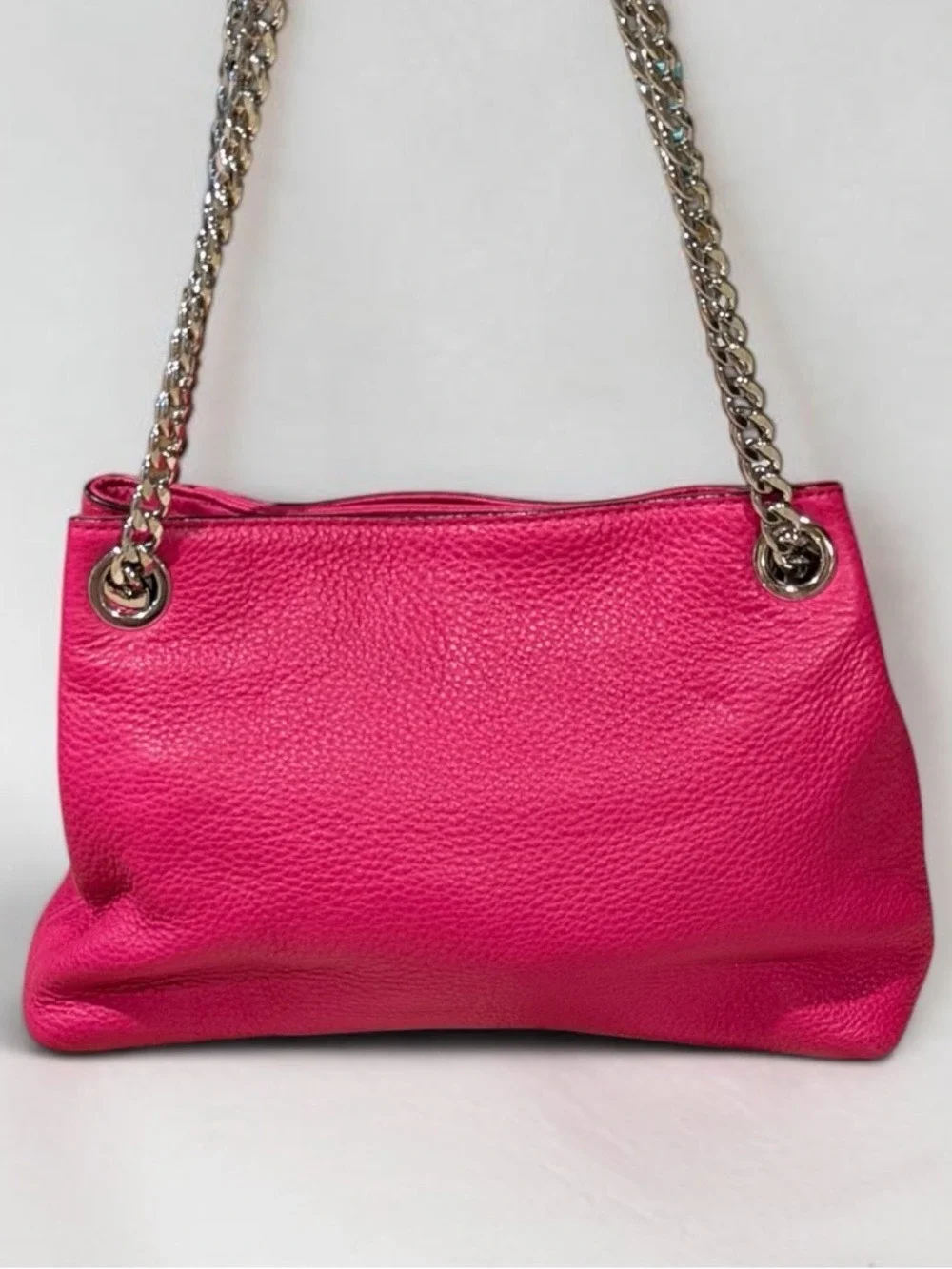 Michael Kors Jet Set Shoulder Bag Fuchsia Pebbled Leather